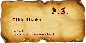 Mikó Blanka névjegykártya